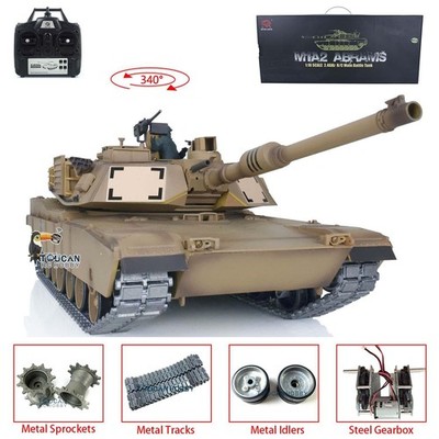 USED 2.4G Henglong 1:16 TK7.0 Metal M1A2 Abrams RTR BB Battle RC Tank 3918 Smoke