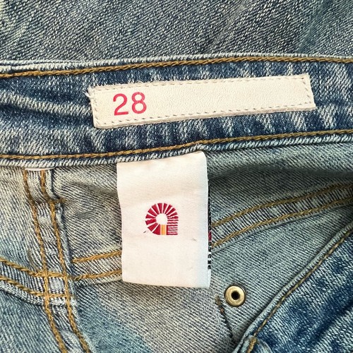 Jeans donna Akademiks ricamati hippie gamba svasata denim taglia 28 blu festival - Foto 7 di 9