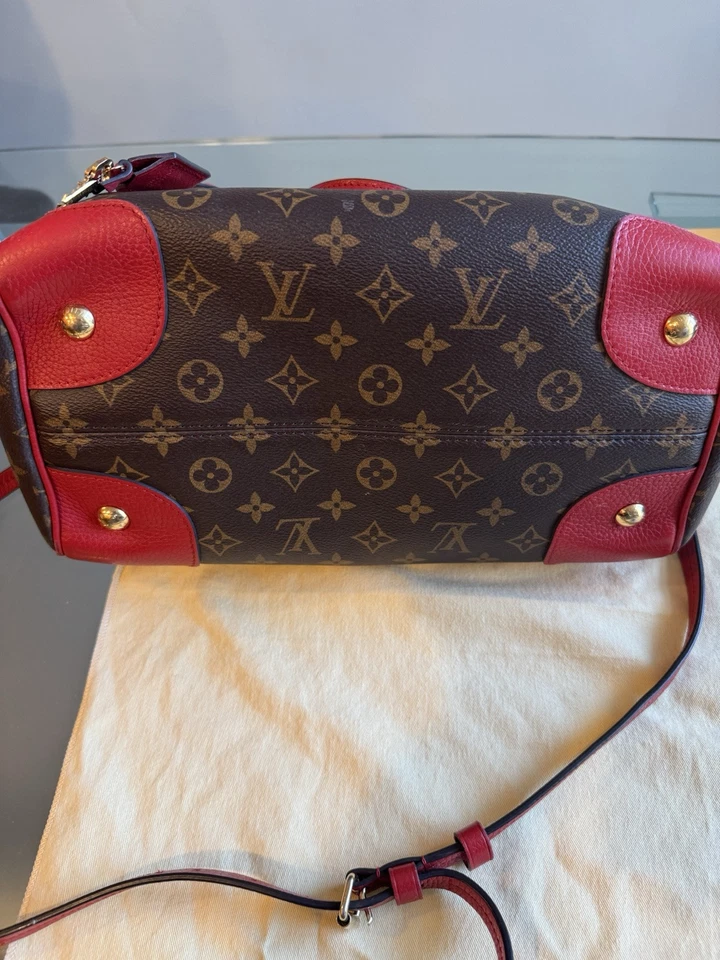 Bolso de hombro LOUIS VUITTON LV GHW Retiro 2 vías M40546 monograma marrón rojo Foto 2 de 4