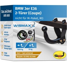 ANHÄNGERKUPPLUNG starr für BMW 3er E36 Coupe 92-99 +7pol E-Satz ABE