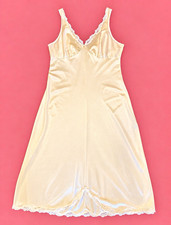 VTG Warner  s Ivory Full Slip Dress Lace Trim Coquette Bridal Cottagecore Nylon S