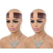 2 pcs Hook Loop Closure Non Slip Wig Grip Band w/Swiss Lace Adjustable Brown