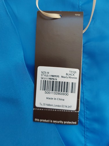 Women Size 10-Blue & Black 100% Silk Cap Sleeves Straight Dress NEW size 10 £30 - Picture 16 of 23