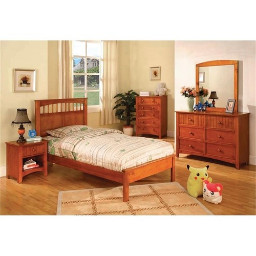 Pemberly Row Modern / Contemporary Solid Wood 5-Drawer Chest in Oak - Picture 2 of 6