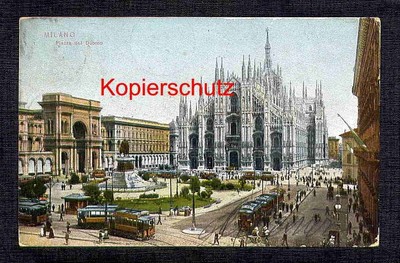 AK - Milano - Palz del Duorno - Dom - Domplatz - Straßenbahn - Litho - um 1900