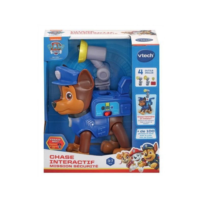 Chase interactif Pat Patrouille Vtech : peluche robotique Mission Sécurité pour enfant