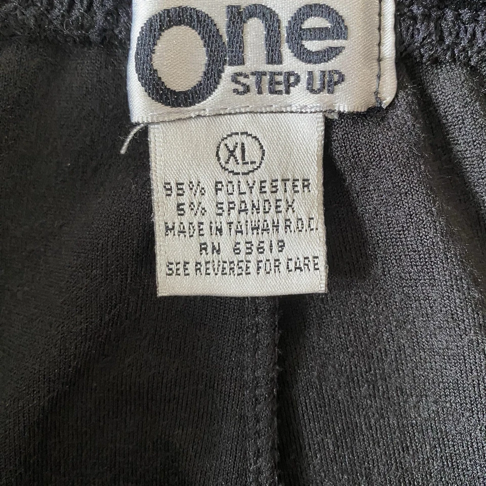 VINTAGE 90s ONE STEP UP XL Black Velvet Stirrup Leggings Pants Stretchy Comfy - Image 4 of 4