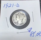 1921-D Mercury (Winged Liberty Head) Dime 10C Silver Business Strike Circulated
