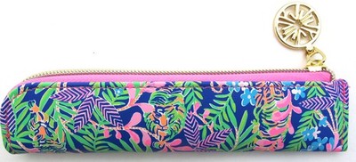 NEW wo/Tag LILLY PULITZER Colorful Skinny Vegan Leather Pen Case Multicolor