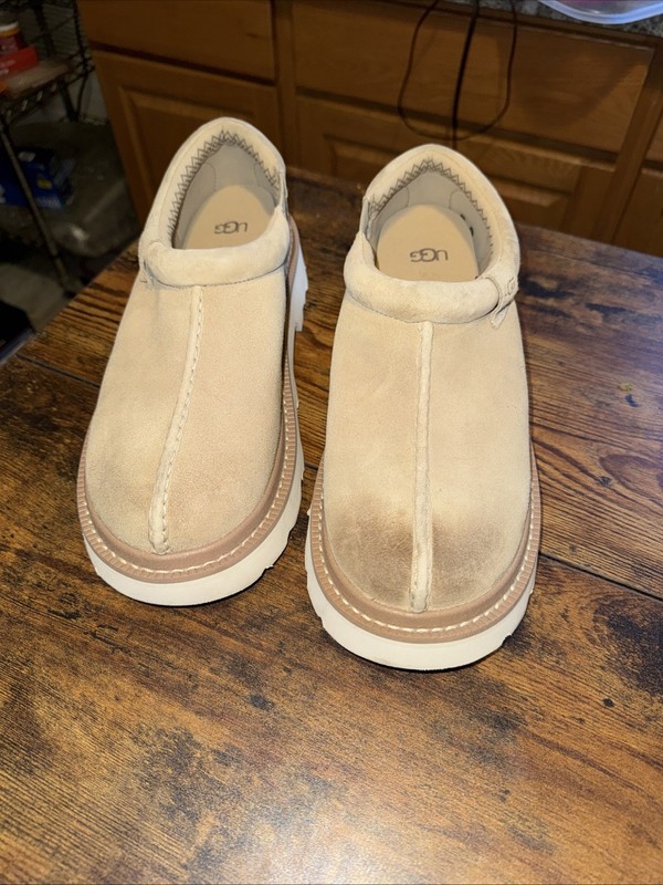 UGG TASMAN LUG MUSTARD SUEDE TWINSOLE SLIPPER LOAFERS SHOES, MEN US 11