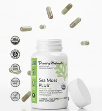 Certified Organic Sea Moss Bladderwrack Burdock Root Capsules | 60 SeaMoss Pills