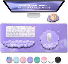 Cloud Wrist Rest Ergonomic Keyboard Mouse Pad Set Memory Foam Office Gaming