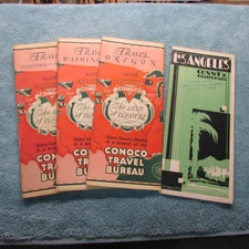 Vintage Conoco Road Maps  & Travel Brochure  (4)  California, Washington, Oregon