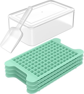 Mini Ice Cube Tray for Freezer: FDDBI Small Ice Trays for Freezer with Bin -