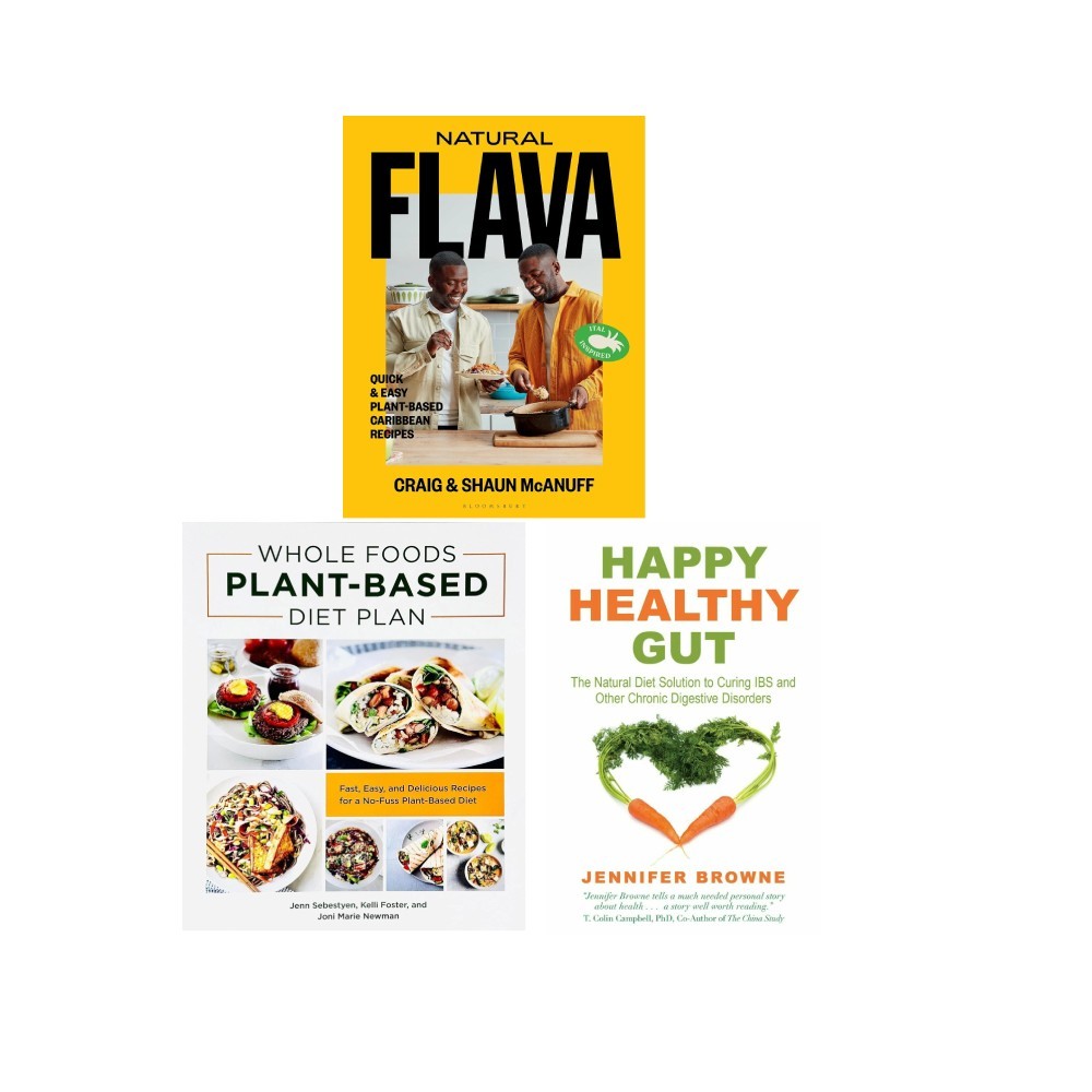 Natural Flava, Whole Foods Plant Based Diet, happy healthy gut 3 Books Set