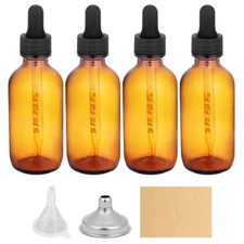 4 pack, Leak-Proof Glass Dropper Bottles,2 OZ Bottles with Measured Dropper