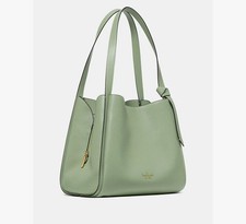 Image of KATE SPADE KNOTT LARGE CARRYALL SHOULDER BAG TOTE PURSE BALSAM GREEN LEATHER
