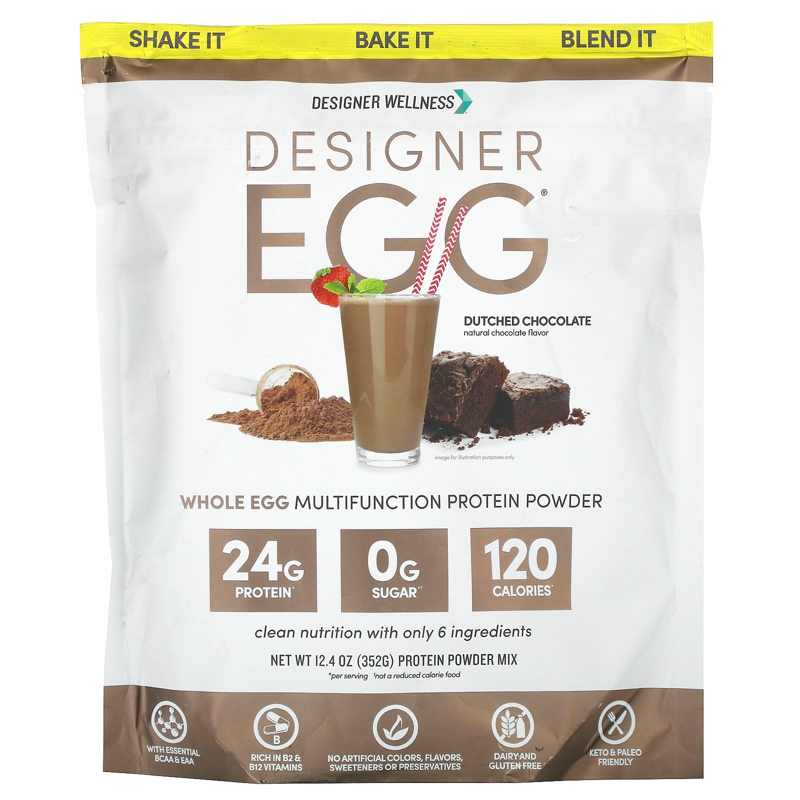 Designer Egg , Whole Egg Multifunction Protein Powder, Dutch Chocolate, 12.4 oz