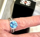 LeVian 14K White Gold Blue Topaz H-I SI2 Chocolate Diamond 2.29 ct Ring Size 4.5 — photo 3