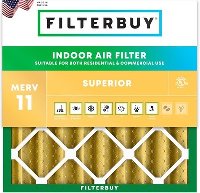 Filterbuy 16x16x4 Pleated Air Filters, Replacement for HVAC AC Furnace (MERV 11)
