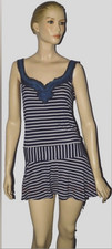 FREE PEOPLE SZ Large NAVY WHITE STRIPED SLEEVELESS MINI SHORT LIGHT DRESS