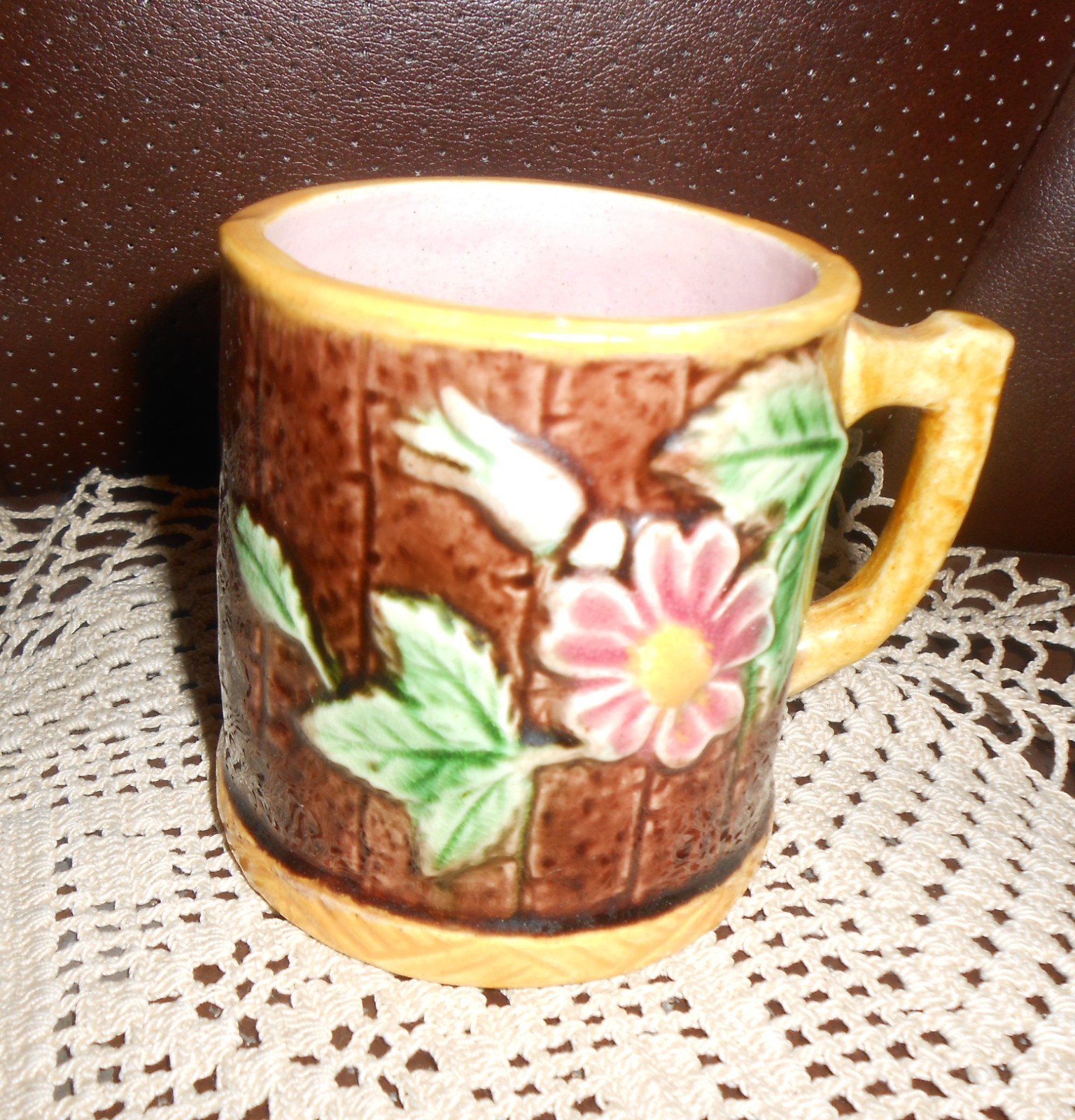 Vintage Majolica Pottery Mug / Cup