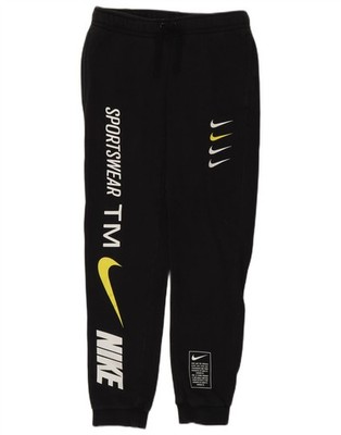 NIKE Womens Swoosh Graphic Tracksuit Trousers Joggers UK 6 XS  Black BO02