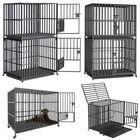 Heavy Duty Stackable Dog Cage Jumbo Double-layer Dog Kennels Crates on Wheels