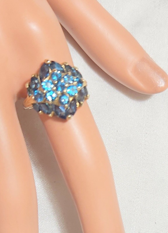 14KT YG SCB TOPAZ  RING, S-8 WT. 4.3 GR