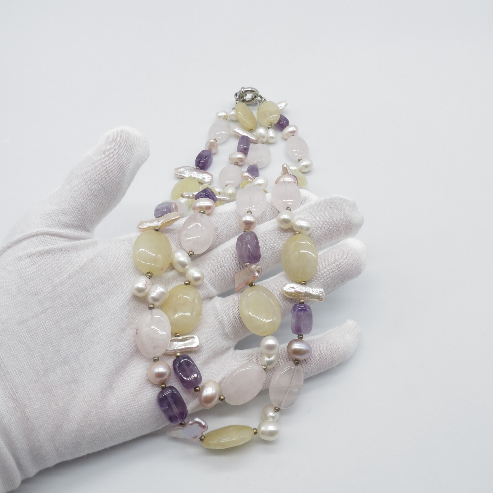 Assorted Gemstone Statement Necklace Amethyst, Ro… - image 13