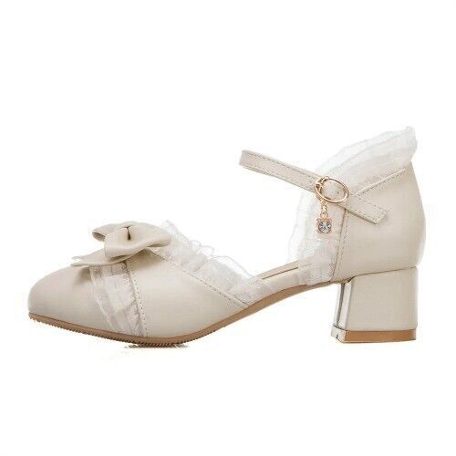 HighHeel Mary Jane Pumps Party Hochzeit String Perlen Schleife Prinzessin Lolita Schuhe - Bild 7 von 15