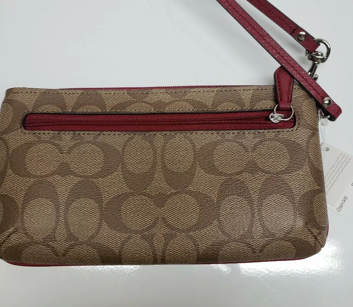 Coach Outlet Wristlet Wallet Brown Red Strap Great Graduation or