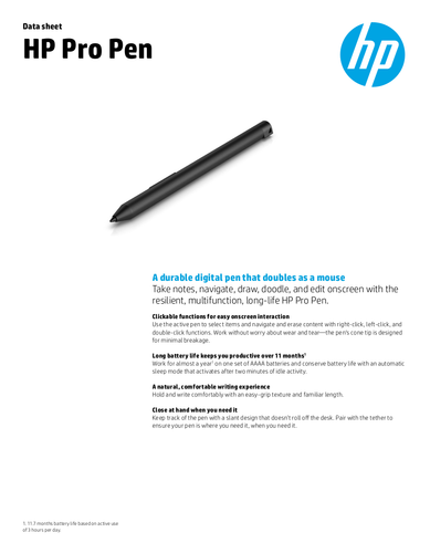HP Pro Pen G1 HSN-W002P - Eingabestift - Bitte überprüfen Sie die Kompatibilität mit Ihrem Gerät! - Bild 9 von 15