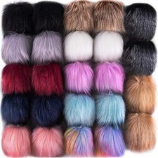 24 Pieces Faux Fox Fur Pom Pom Balls DIY Faux Fox Fur Fluffy Pom Pom with