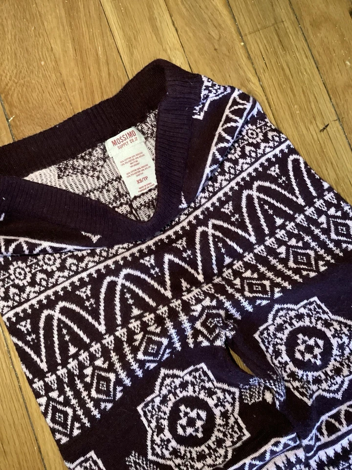 Mossimo Supply Co Mujer Tejido Navidad Leggings Borgoña Fair Isle Talla XS Foto 2 de 2