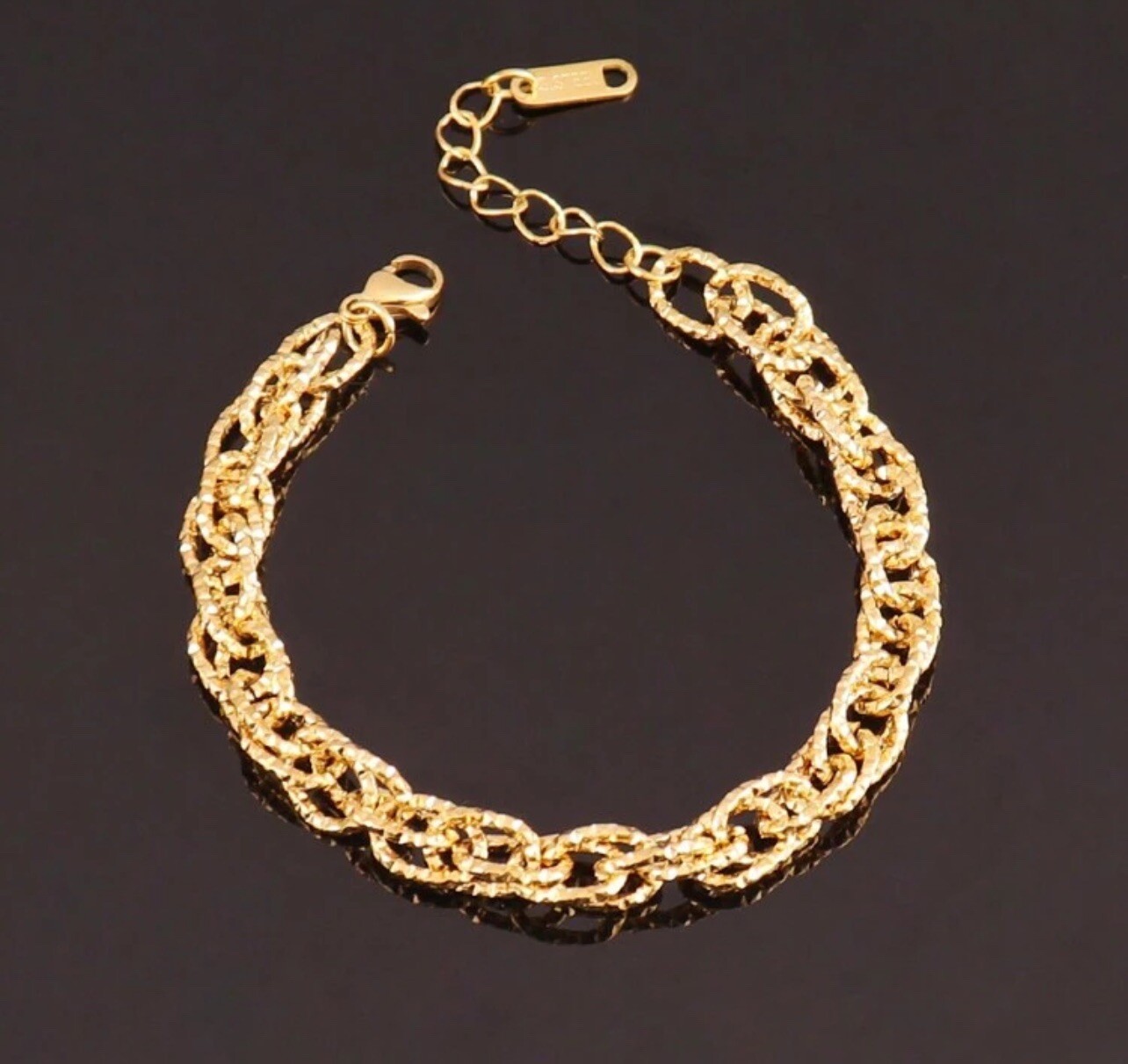 Bracelet doré en acier inoxydable réglable pour femme