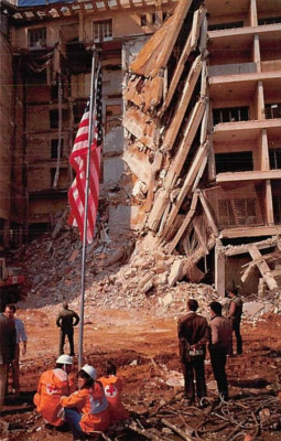 Postcard LEBANON:  US Embassy, Beirut after 1983 bombing, Chrome, Unposted
