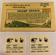 CHAMP HO DECAL-CENTRAL NEW JERSEY/CNJ ROADNAME SET - BLACK LETTERING - HN-112