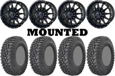 Kit 4 GBC Parallax Tires 35x10-15 on Frontline 762 Black Wheels POL5