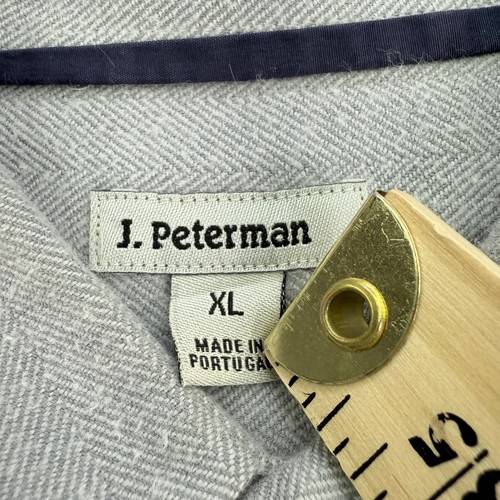 J Peterman Shirt Mens Extra Large Gray Herringbone Flannel Button Down Portugal - Picture 4 of 10