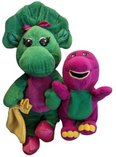 Vintage BARNEY and BABY BOP Plush Dinosaurs Stuffed Animals Toys - Foto 1 di 8