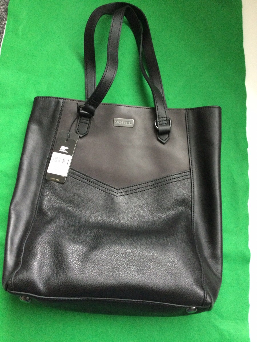 New With Tags Superb Quality Sorel Black Leather Tote Bag Dust