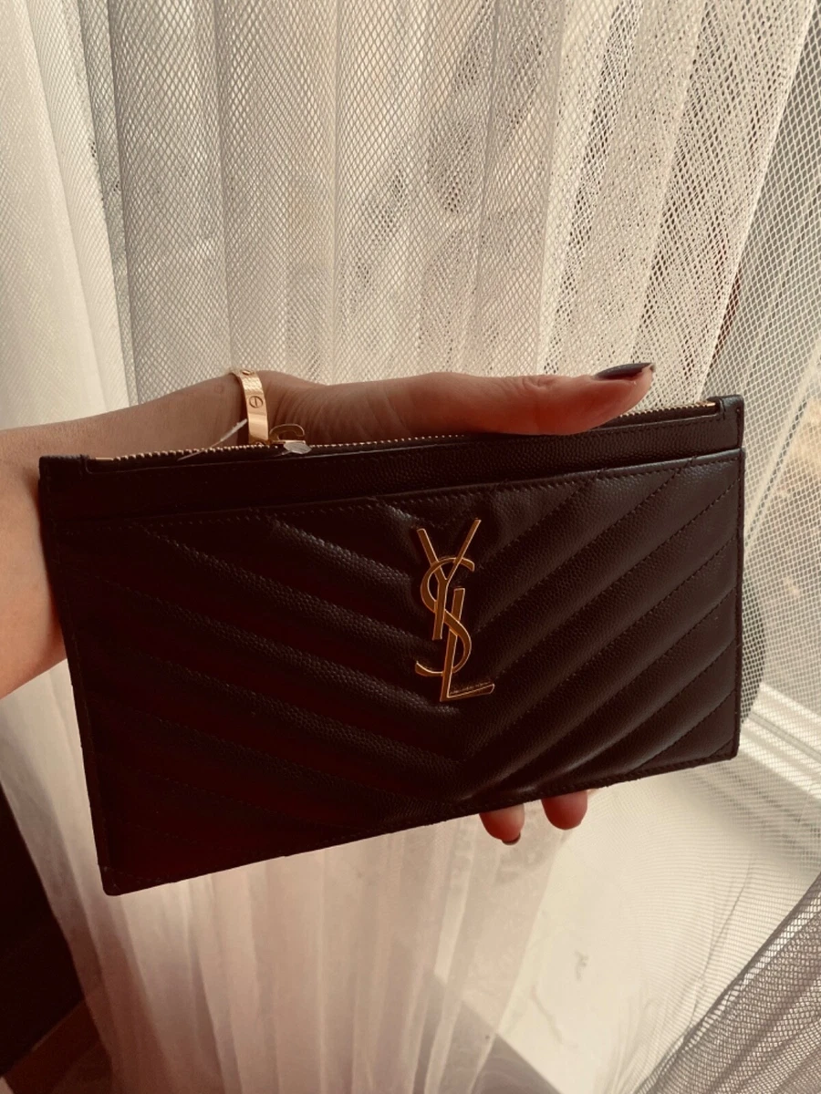 Saint Laurent Monogram Clutch In Matelasse Leather Black/Gold