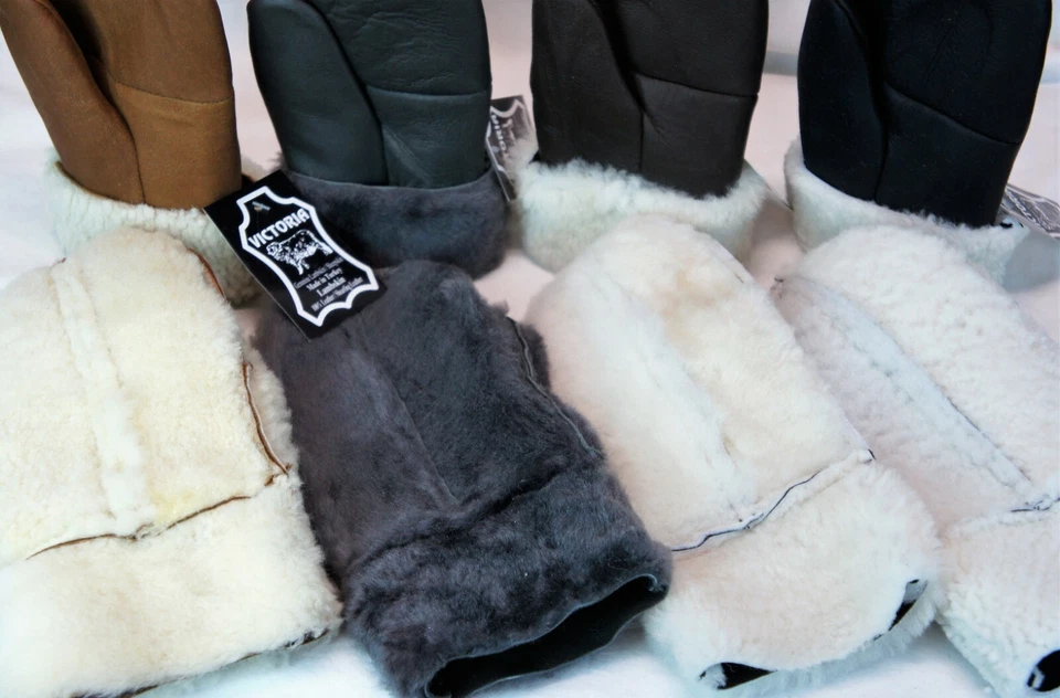 4 COLORES PIEL DE OVEJA GENUINA REAL PIEL DE OVEJA MANOPLAS UNISEX Piel Invierno S-2XL Foto 3 de 4