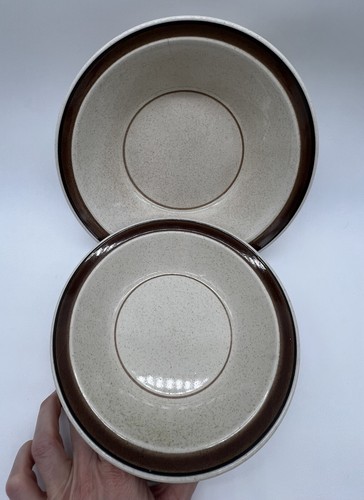 Vintage Studio Glaze Bowls Set Of 2 Brown Stripe Serving Bowls 2 Sizes Stacking - Picture 4 of 10