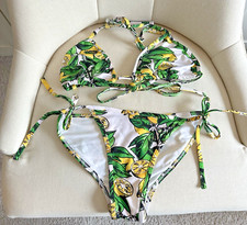 American Apparel Bikini Lemon Print m/l Medium Bottoms Large Triangle Top Rare