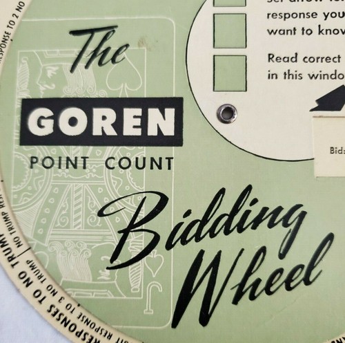 VINTAGE The Goren Point Count Bidding Wheel circa Mid 20th Century Bidmasters - Picture 7 of 7