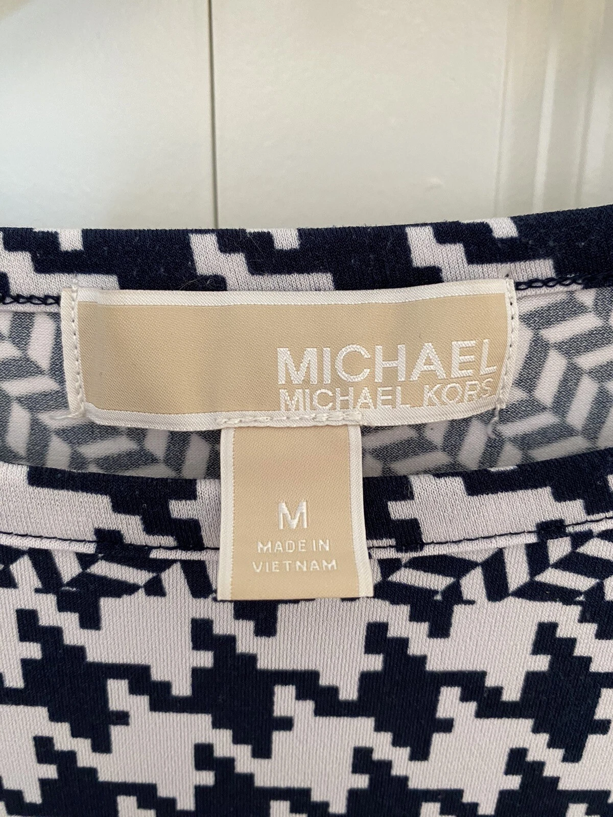 Abito Michael Kors maglia manica lunga tubino bianco e nero geometrico taglia P taglia 2