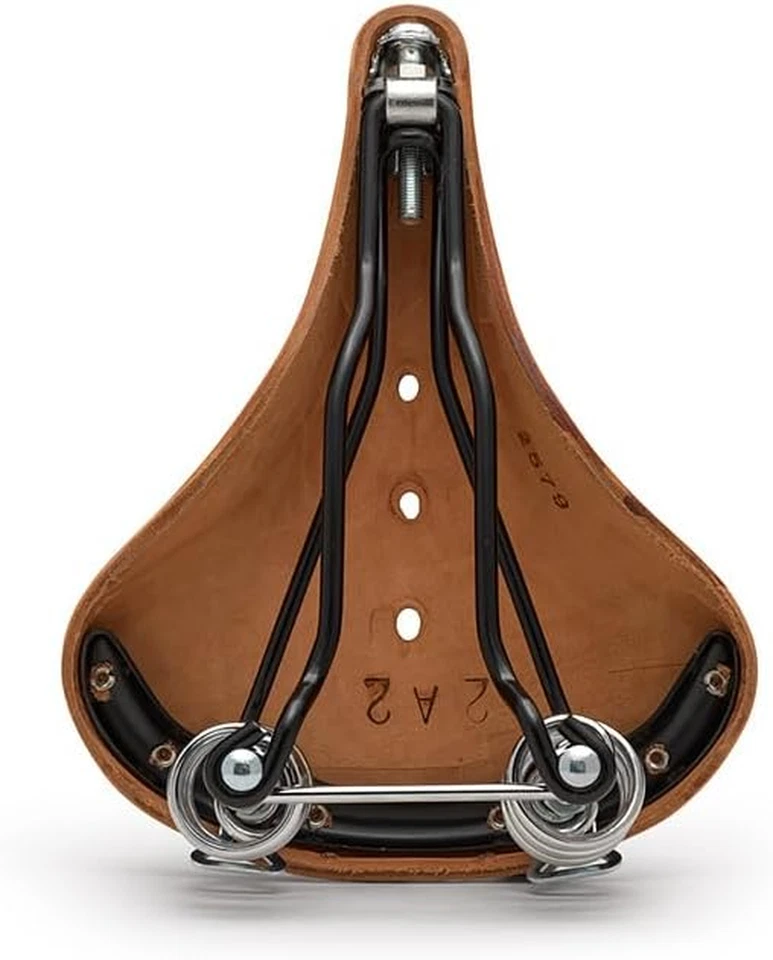 Sillín corto de cuero para bicicleta B67 con resortes de suspensión Foto 3 de 4