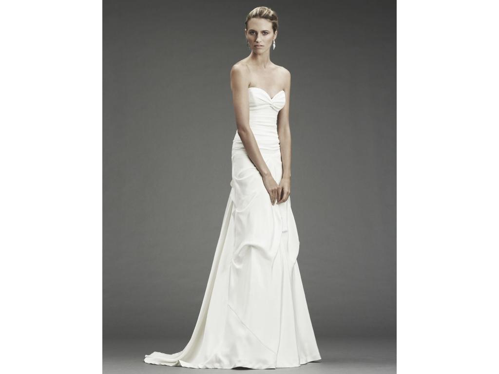 NICOLE MILLER SILK STRAPLESS RUCHED BRIDAL WEDDING GOWN DRESS